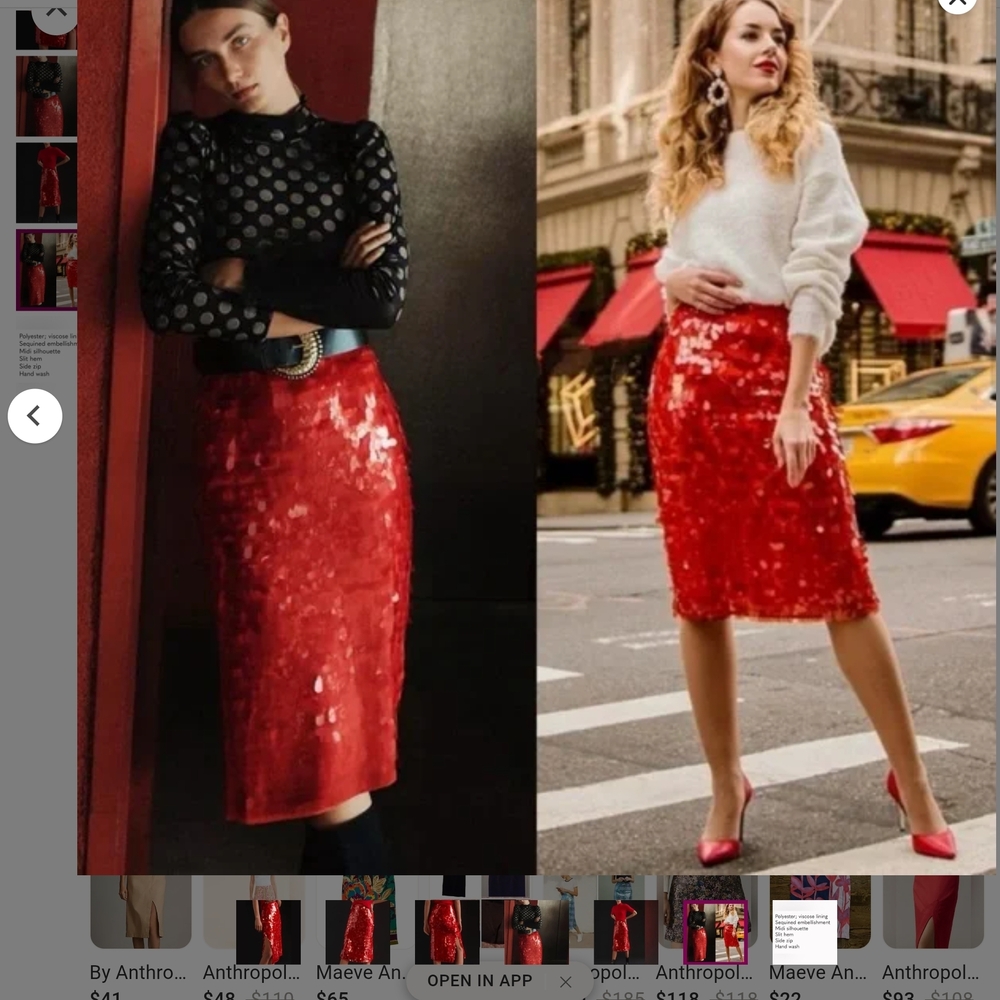 Maeve Dazzling Red Sequin Pencil Skirt - Picture 6 of 8